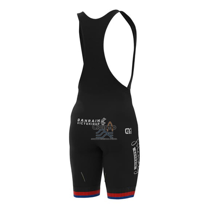 Bahrain Victorious Ropa Ciclismo Culotte Corto 2023 Hombre Mangas Cortas Blanco